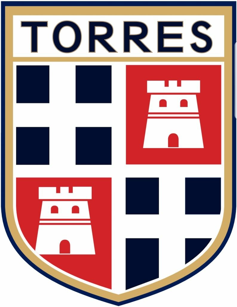 Il nuovo stemma della Torres, nata il 16 giugno 2017 dalla fusione con lo Sporting Sassari dopo l'acquisizione del titolo sportivo del Tergu da parte di Salvatore Sechi